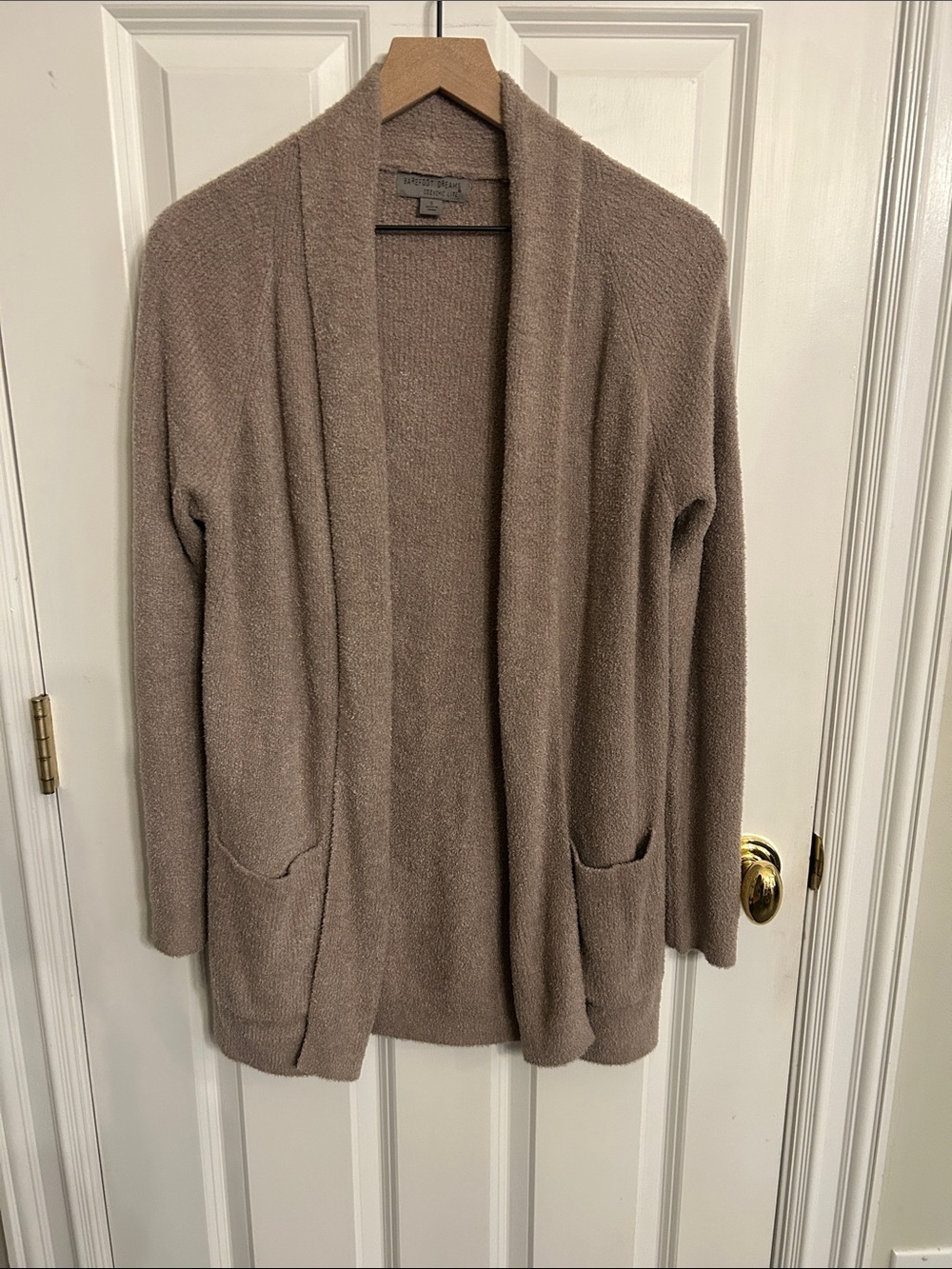 Barefoot Dreams Taupe Open-Front Cozy Chic Lite long Cardigan